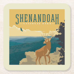 Shenandoah National Park Deer Square Paper Coaster