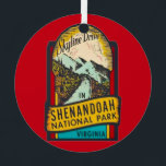 Shenandoah National Park  Metal Ornament<br><div class="desc">A vintage emblem illustration for the Shenandoah National Park,  Skyline Drive repurposed! Personalize the back with a trip date or message.  And, , , ,  you can keep the emblem image on the back or delete it.</div>