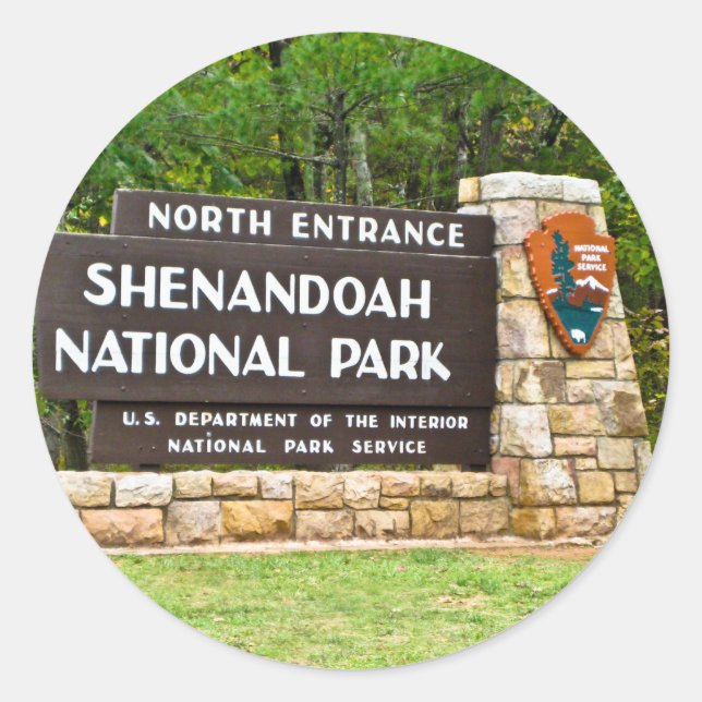 Shenandoah National Park North Entrance Sign Classic Round Sticker (Front)