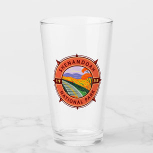 Shenandoah National Park Retro Compass Emblem Glass