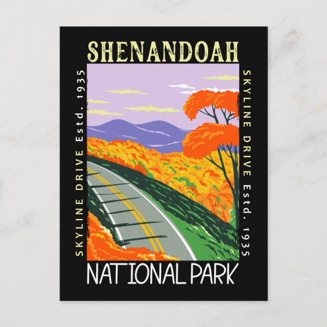Shenandoah National Park Skyline Drive Distressed Postcard (Front)
