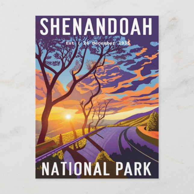 Shenandoah National Park skyline drive water colou Postcard (Front)