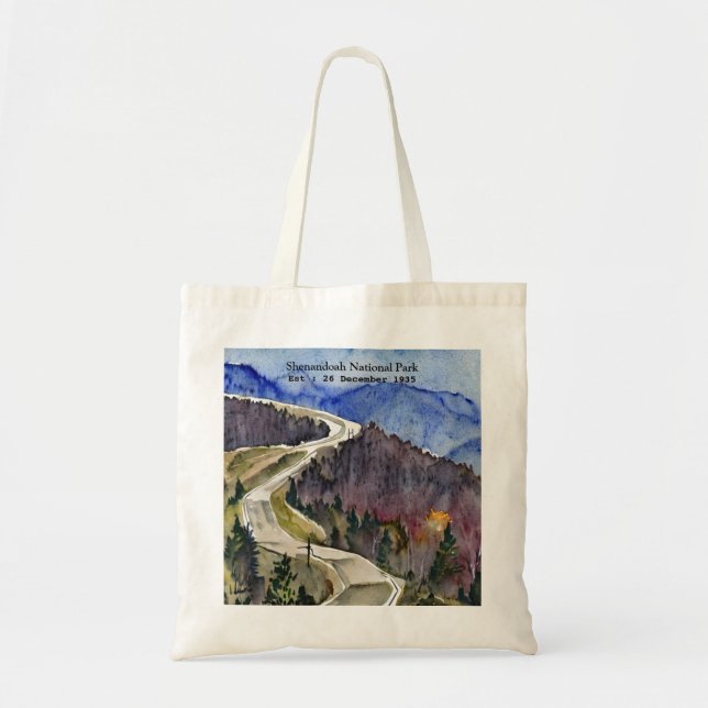 Shenandoah National Park skyline drive water colou Tote Bag (Front)