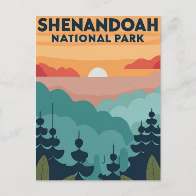 Shenandoah National Park skyline water colour Postcard (Front)