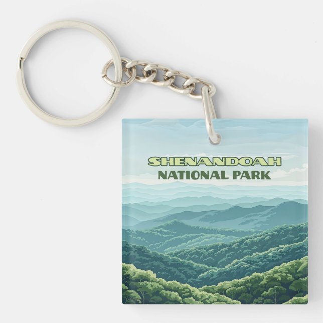 Shenandoah National Park Virginia Blue Ridge Retro Keychain (Front)