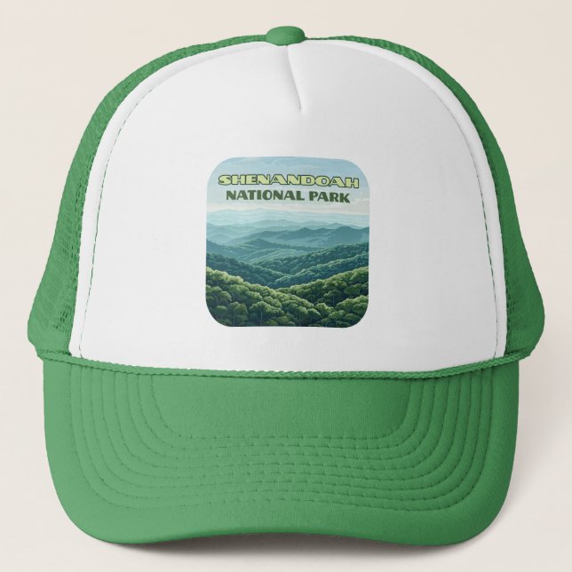 Shenandoah National Park Virginia Blue Ridge Retro Trucker Hat (Front)