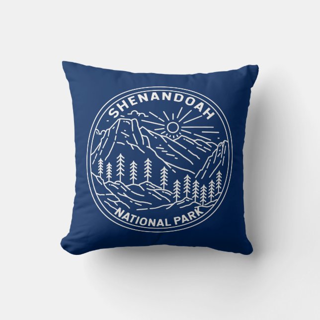 Shenandoah National Park Virginia Monoline Throw Pillow (Front)