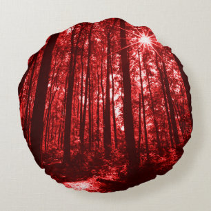Shenandoah Red Round Pillow