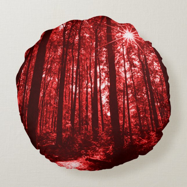Shenandoah Red Round Pillow (Back)