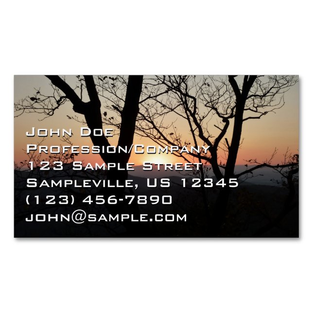 Shenandoah Sunset National Park Landscape Magnetic Business Card (Front)