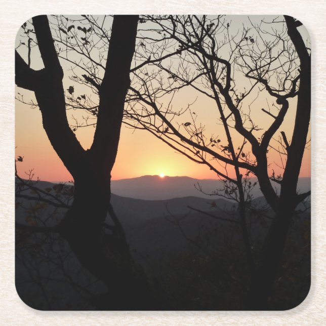 Shenandoah Sunset National Park Landscape Square Paper Coaster (Front)