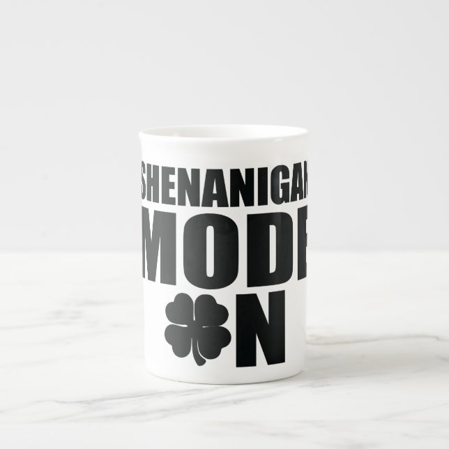 Shenanigan mode on bone china mug (Front)