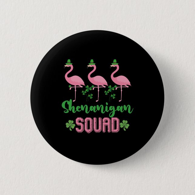 Shenanigan Squad Flamingo Leprechaun St Patrick's  2 Inch Round Button (Front)