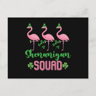 Shenanigan Squad Flamingo Leprechaun St Patrick's  Postcard