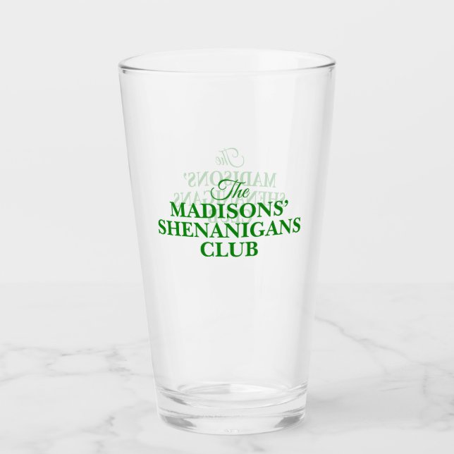 Shenanigan St Patricks Family Name Glass (Front)