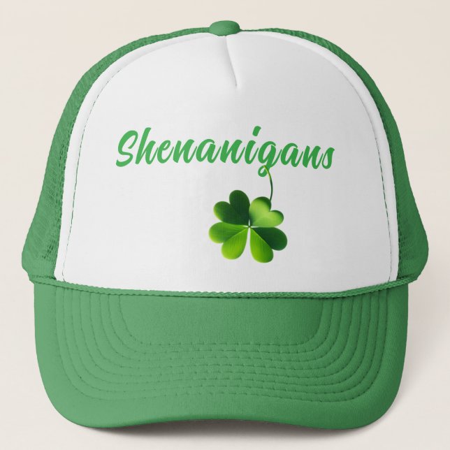 Shenanigans and a Four Leaf Clover T-Shirt Trucker Hat (Front)