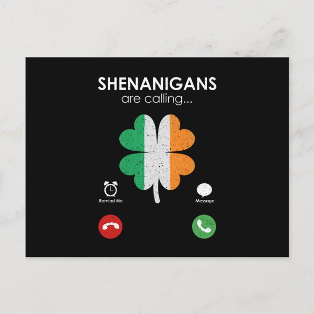 Shenanigans are calling St. Patrick's Day Funny Postcard (Front)