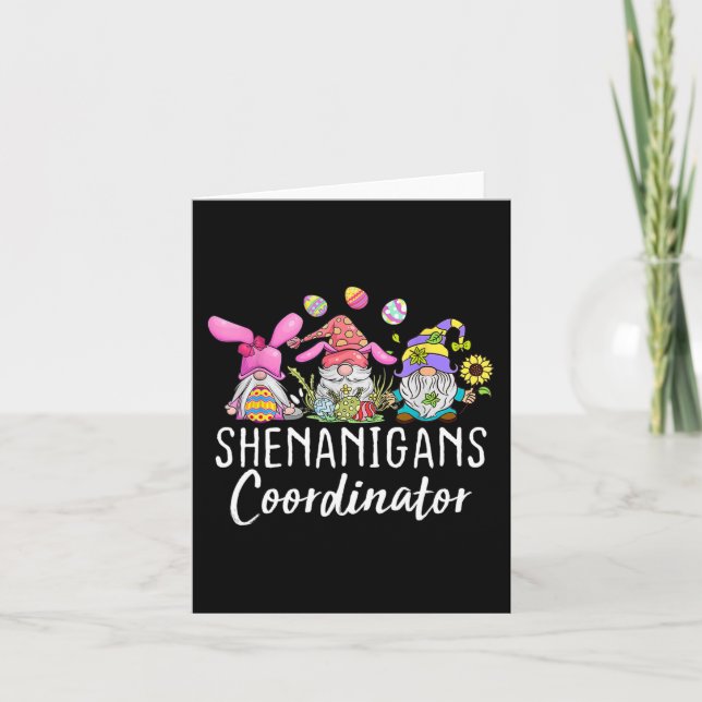 Shenanigans Coordinator Easter Bunny Gnomes Rabbit Card (Front)
