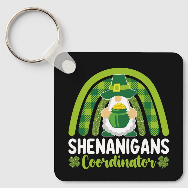 Shenanigans Coordinator Gnomes St Patrick's Day Keychain (Front)