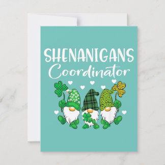 Shenanigans Coordinator St Patricks Day Gnomes Gre Invitation