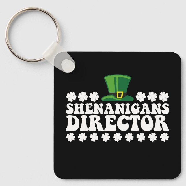 Shenanigans Director Groovy St Patrick's Day Irish Keychain (Front)