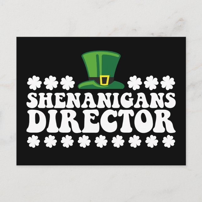Shenanigans Director Groovy St Patrick's Day Irish Postcard (Front)