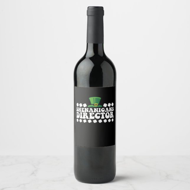 Shenanigans Director Groovy St Patrick's Day Irish Wine Label (Front)