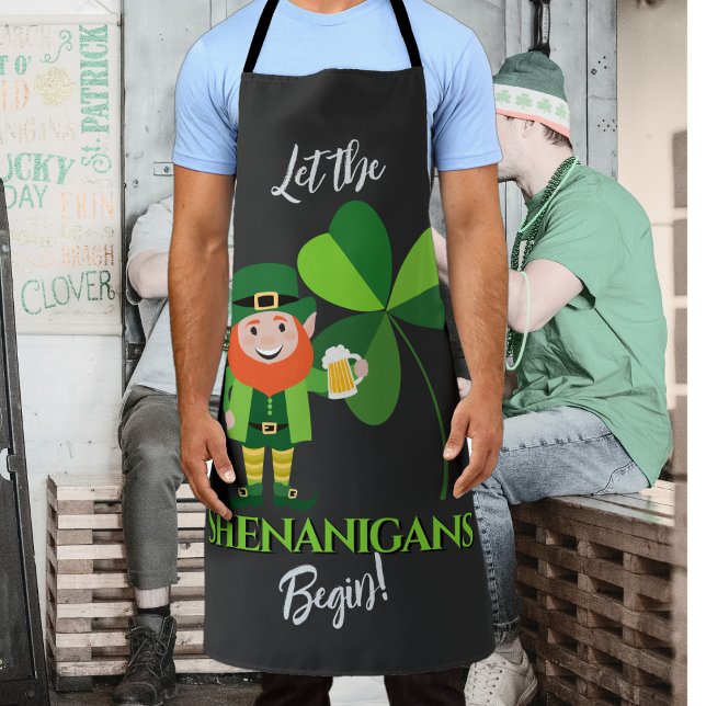 Shenanigans Leprechaun Shamrock St Patrick’s Day Apron (Creator Uploaded)