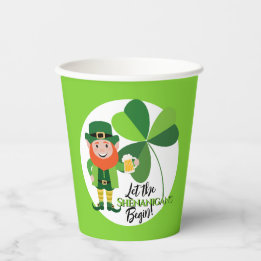 Shenanigans Leprechaun  Shamrock St Patrick’s Day Paper Cups