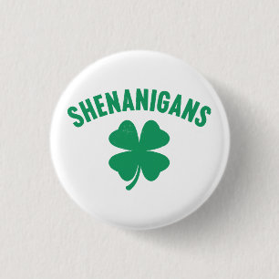 Shenanigans Shamrock St. Patrick's Day Retro 1 Inch Round Button