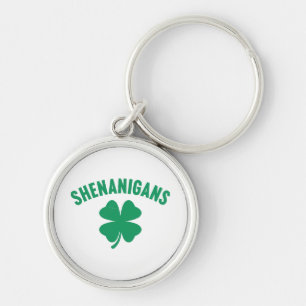 Shenanigans Shamrock St. Patrick's Day Retro  Keychain