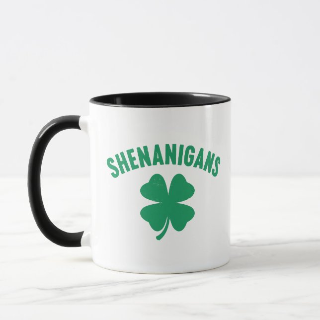 Shenanigans Shamrock St. Patrick's Day Retro  Mug (Left)
