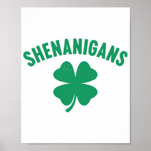 Shenanigans Shamrock St. Patrick's Day Retro  Poster