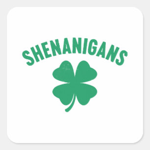 Shenanigans Shamrock St. Patrick's Day Retro  Square Sticker