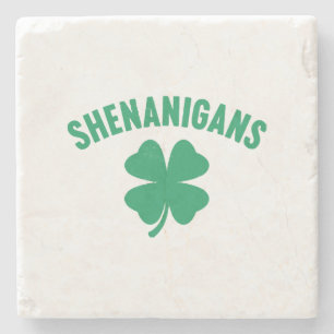 Shenanigans Shamrock St. Patrick's Day Retro Stone Coaster