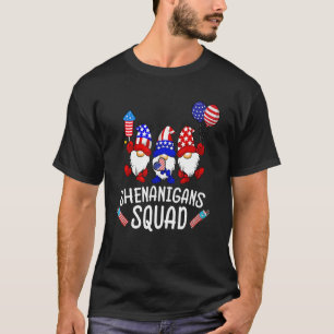 Shenanigans Squad 4th Of July Gnomes Usa Independe T-Shirt