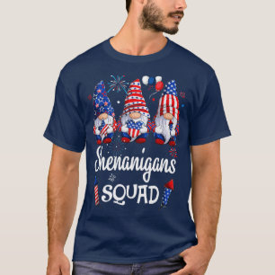 Shenanigans Squad 4th Of July Gnomes USA Independe T-Shirt