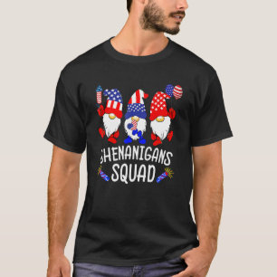 Shenanigans Squad 4th Of July Gnomes Usa Independe T-Shirt