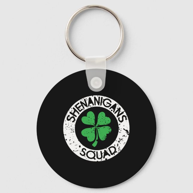 Shenanigans Squad Funny Saint Patrick's Day Matchi Keychain (Front)