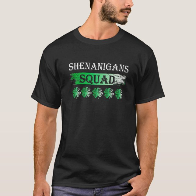 Shenanigans Squad Funny St. Patricks Day Matching T-Shirt (Front)