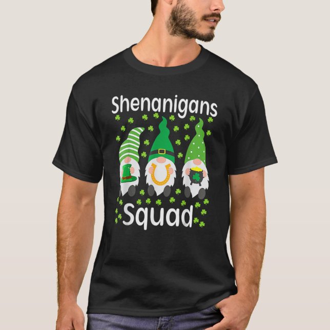 Shenanigans Squad Gnomes Shamrock Happy St Patrick T-Shirt (Front)