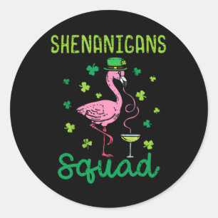 Shenanigans Squad Irish Flamingo St Patricks Day B Classic Round Sticker