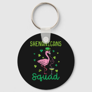 Shenanigans Squad Irish Flamingo St Patricks Day B Keychain