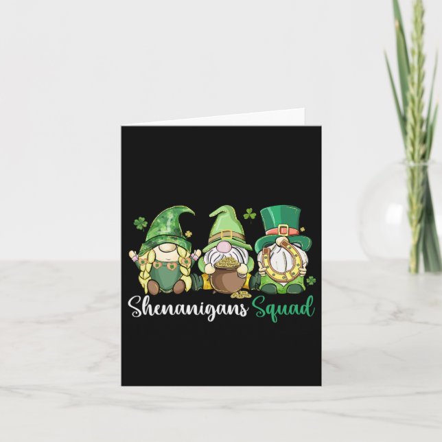 Shenanigans Squad Irish Gnomes Clover - St Patrick Card (Front)