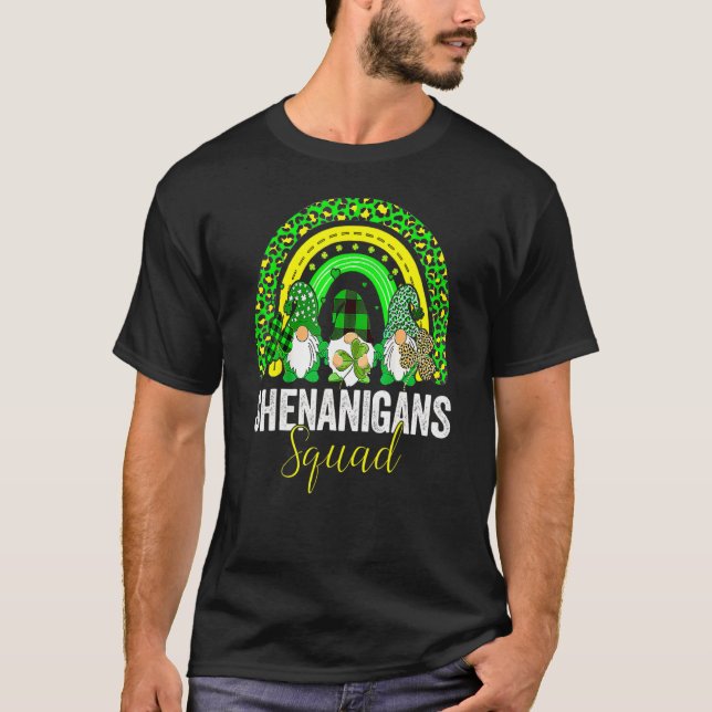 Shenanigans Squad Irish Gnomes Rainbow St Patrick' T-Shirt (Front)