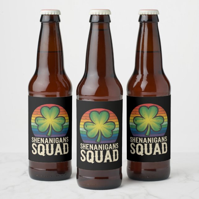 Shenanigans Squad Matching St Patricks Day Group  Beer Bottle Label (Bottles)