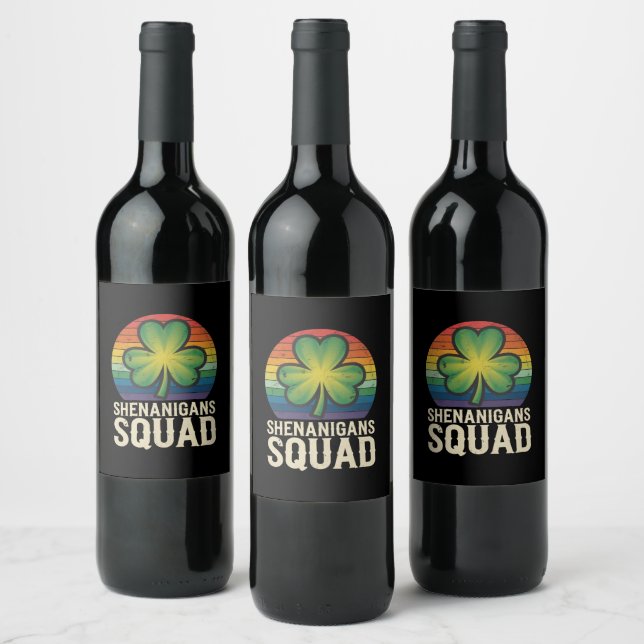 Shenanigans Squad Matching St Patricks Day Group  Wine Label (Bottles)