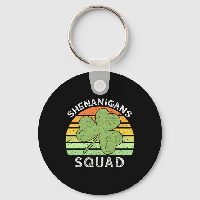 Shenanigans Squad Matching Vintage St Patricks Day Keychain (Front)