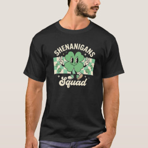 Shenanigans Squad Retro Shamrock Mascot Art T-Shirt