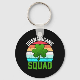 Shenanigans Squad Shamrocks Funny St Patricks Day Keychain